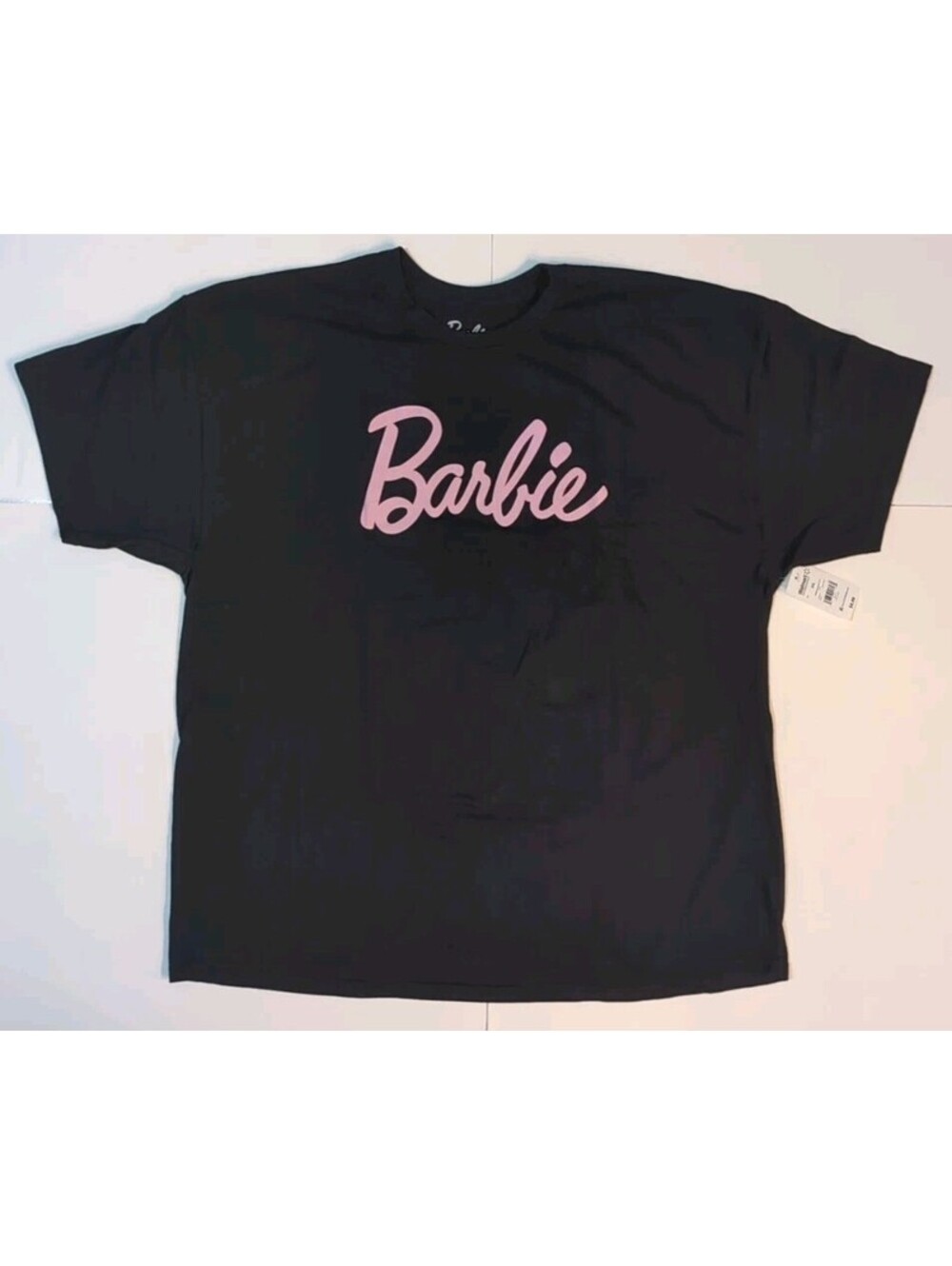 Barbie Black Pink Letters Graphic T-shirt 2XL XXL Cursive Spell Out New w/ Tags